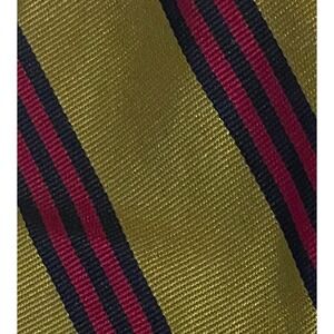 Brooks Brothers Yellow, Red & Blue Striped Tie 100% Silk Men's Necktie 3 1/8" W